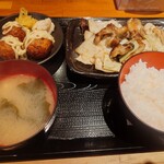 たこ焼きバル 徳次郎 - 鶏ハラミ定食(990円)+たこ焼きトッピング(100円)