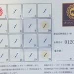 アジアンタワン - 201402　ｱｼﾞｱﾝﾀﾜﾝ　「ポイントカード」いただきました♪