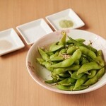 Salted edamame / chilled tomato