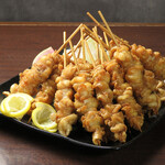 Hot and steaming! 2 chicken skin skewers