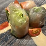 Smoked salmon and shrimp spring rolls