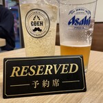 餃子と九州うまかもん 伍えん - 【予約席】私の5円ハイボールと、先に飲んでた同僚のビール