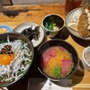 橋の湯食堂 - 料理写真:釜揚げしらす丼定食とアジフライ