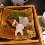 Tagoto Soumian - ◯お造り
                      イカ、鯛、鮪となる
                      鮮度感良い感じで美味しい