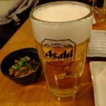 串酒場チチカブ - スーパードライ：350円+おつきだし('14.02月)