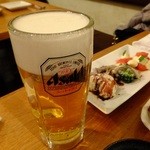 串酒場チチカブ - スーパードライ：350円+前菜三種盛：580円(’14.02月)