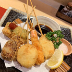 Assortment of 5 types of kushikatsu