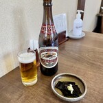 Soba Gura Tanigawa - ビールと付き出しの昆布