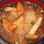 Kissa Suzu - 喫茶 寿々 ＠新日本橋 ランチ 煮込みハンバーグ で選んだ豆腐と食べ応えがある大きなナメコの味噌汁