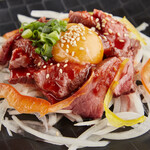 Grilled beef sashimi yukhoe style