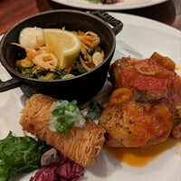 スペイン料理 La Cazuela 三ノ宮 ミント神戸店 - メインはミニパエリア、チキン、コロッケと美味しい(*^^*)