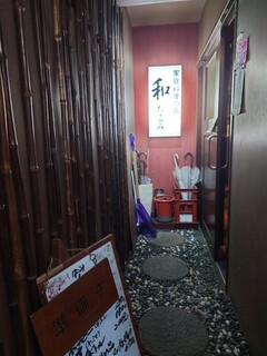 Wasabi - 近くで新しい店を見つけました。　家庭料理の店　和　なごみ
                        準備中の看板です。　ネットには情報なし　食べログには登録しにくい