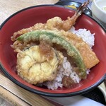 Tomoe Ya Shiyoku Dou - かつカレーうどん定食900円の天丼