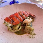 リストランテ アマルフィイ - オマール海老と筍の香草ロースト ジェノヴェーゼソースリングイネ