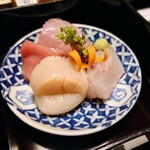 高志の宿 高島屋 - お造り　鯛、鮃、鮪、帆立貝