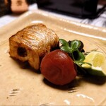 高志の宿 高島屋 - 焼物　のど黒雲丹巻、煮梅、干大根たまり漬け