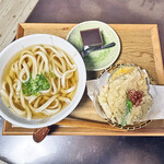めん処 池田 - とり天うどん大盛