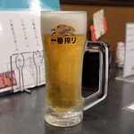 地どり炭火焼 鳥まる - 一番搾り生ビール