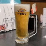 地どり炭火焼 鳥まる - 一番搾り生ビール