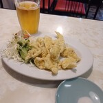 東園 - 自分へのご褒美で、白肉天ぷらたノンアルコールビールも頂きました。