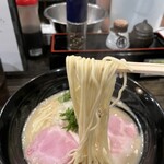 魚々麺 園 - 低加水のパツパツストレート麺。この麺、好きな人多いよね！粉っぽさは無くちゅるっとしています。