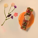 Chez Olivier - 桜マス、赤パプリカとルビーグレープフルーツソース