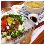 りせっとカフェ - ヘルシー豆腐丼＆ポパイすぅぷ