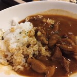 Meibutsu Yakiton Tomichan - ホルモンカレー300円いただきました。隣の人が美味しいと言って食べてたので、注文しましたが…