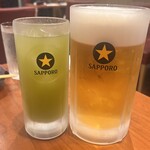 ごはんや 凪と - 生ビールサッポロ黒ラベルメガジョッキ1,500円
緑茶ハイ550円