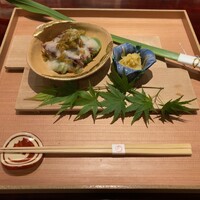 かねき - そら豆と芝海老・筍の姫皮の和え物
