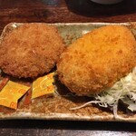 町の居酒屋　西菜 - "チーズメンチカツ＆男爵コロッケ"