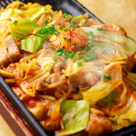 Pork kimchi on a hot plate