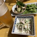 Izakaya Shijimichan - クリアアサヒ＆ハムサラダ＆タコの酢味噌和え＆枝豆