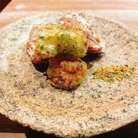 お料理 うち山 - アジの唐揚げ、筍の青さ揚げ