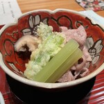 おおたに - 煮物　宮崎牛のしゃぶしゃぶと春野菜の炊き合わせ