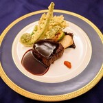 レストラン FONTANA - 新潟県産牛フィレ肉、芽キャベツ、菜の花、生かんずり