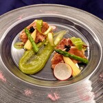 レストラン FONTANA - 鮪、生ハム、グリーンアスパラ、うるい
