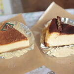 河口湖チーズケーキガーデン - ←完熟チーズケーキ。→ バスクのチーズケーキ。