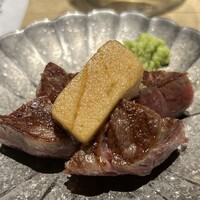 和牛懐石 但馬屋 梅田 - 特選フィレステーキステーキ　ふわふわ泡醤油・本山葵
