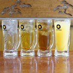 Yuzu juice, green tea, oolong tea, orange juice