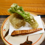 銀座おかもと - 天ぷら　炙りカラスミ