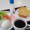レストランサンライフ - モーニングセット(税込700円)
①トースト②ミニサラダ(萵苣【ちしゃ=レタス】&千切り甘藍【かんらん=キャベツ】&トマト&胡瓜&ハム)③茹で卵
お飲み物《セットドリンク》①HOT珈琲
普通でした