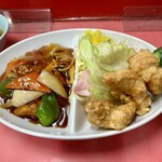 Marushin Hanten - 中華定食A（酢豚、唐揚げ）¥1100