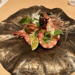 美味心鮮 籠屋町 鳴帆渡 - 車海老の浜湯で　これも絶妙な茹で加減で美味しいです。