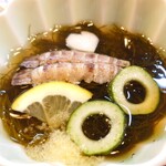 Hakodate Akachouchin - 笹もずく車子海老の酢の物 もずくシャクシャクして美味しい！