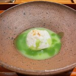 日本料理 別府 廣門 - 豊後水道 トラフグの白子 アスパラのソース