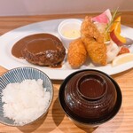 ツムギ キッチン - ハンバーグ＆カニクリームコロッケセット(牡蠣フライ追加)