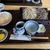 Sobadokoro Ikkanjin - 炊き込みご飯セット（かも飯）１２００円　二色盛り（せいろ、田舎）２００円　蕎麦大盛り４００円