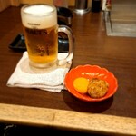 Ganso Zaruyaki Kobayashi Youkei Honten Wasabi - 2時間飲み放題付き宮崎鶏ザル焼きコース　生ビール・本日の小鉢(つくね)