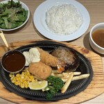 ISETAN DINING - 黒毛和牛と黒豚のハンバーグ＆天然海老フライと紅ずわい蟹のクリームコロッケ